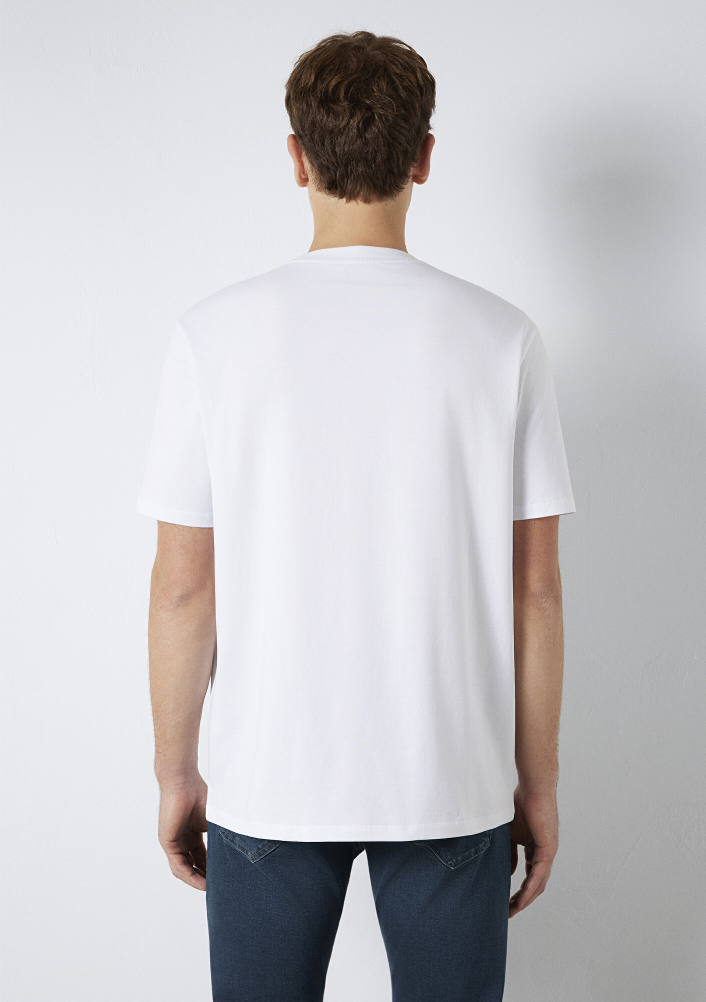 Mavi Beyaz Basic Tişört Loose Fit / Bol Rahat Kesim 0613199-620