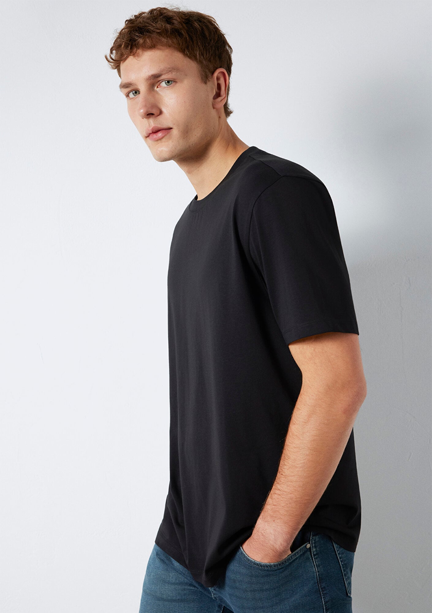 Mavi Siyah Basic Tişört Loose Fit / Bol Rahat Kesim 0613199-900