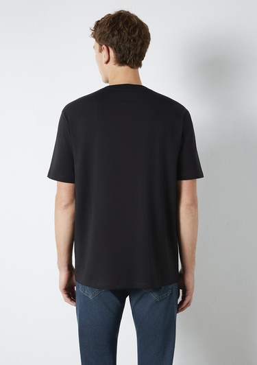  Mavi Siyah Basic Tişört Loose Fit / Bol Rahat Kesim 0613199-900