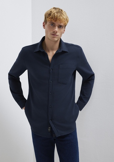  Mavi Cepli Lacivert Gömlek Regular Fit / Normal Kesim 0211898-86623