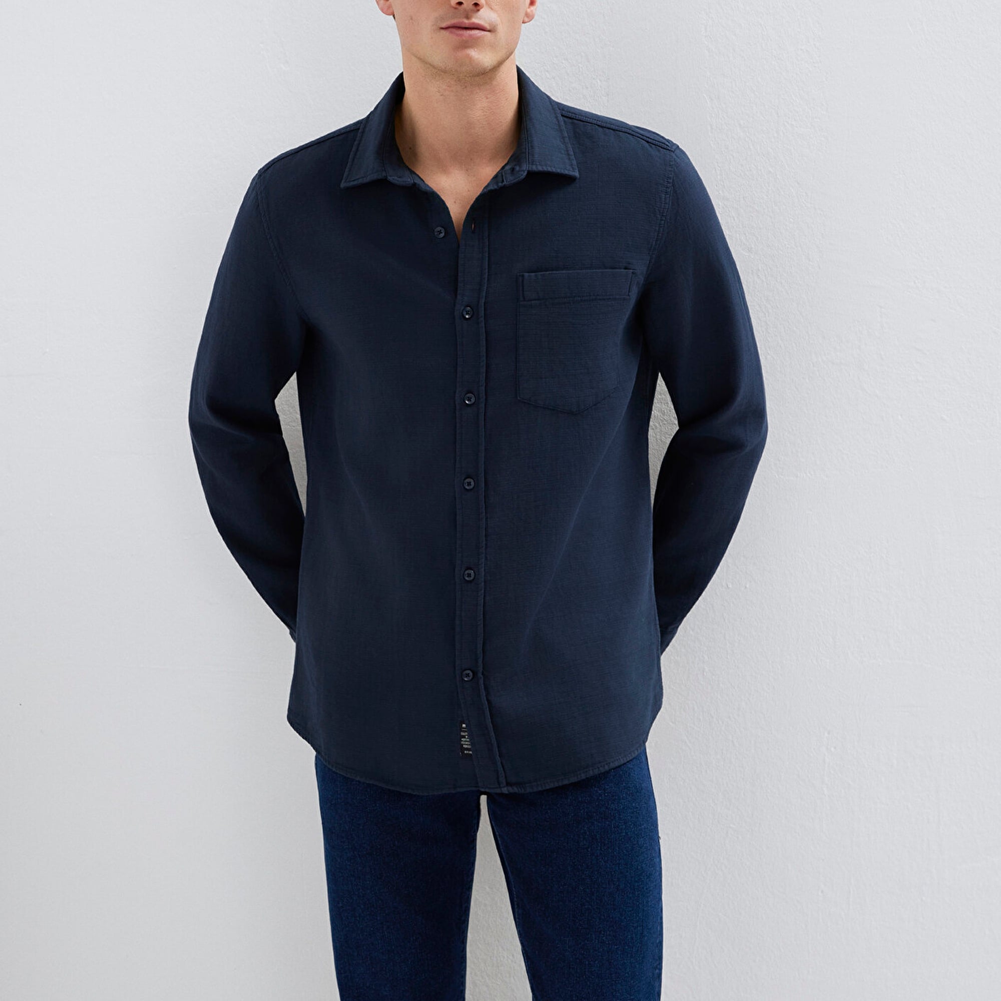 Mavi Cepli Lacivert Gömlek Regular Fit / Normal Kesim 0211898-86623