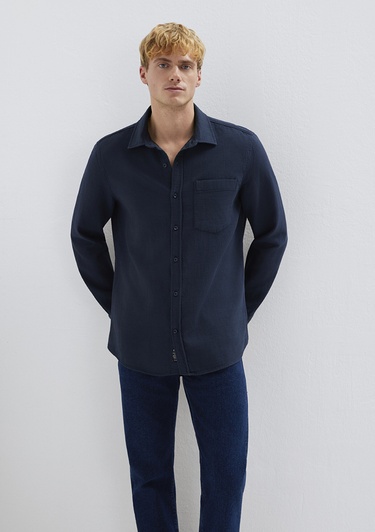  Mavi Cepli Lacivert Gömlek Regular Fit / Normal Kesim 0211898-86623