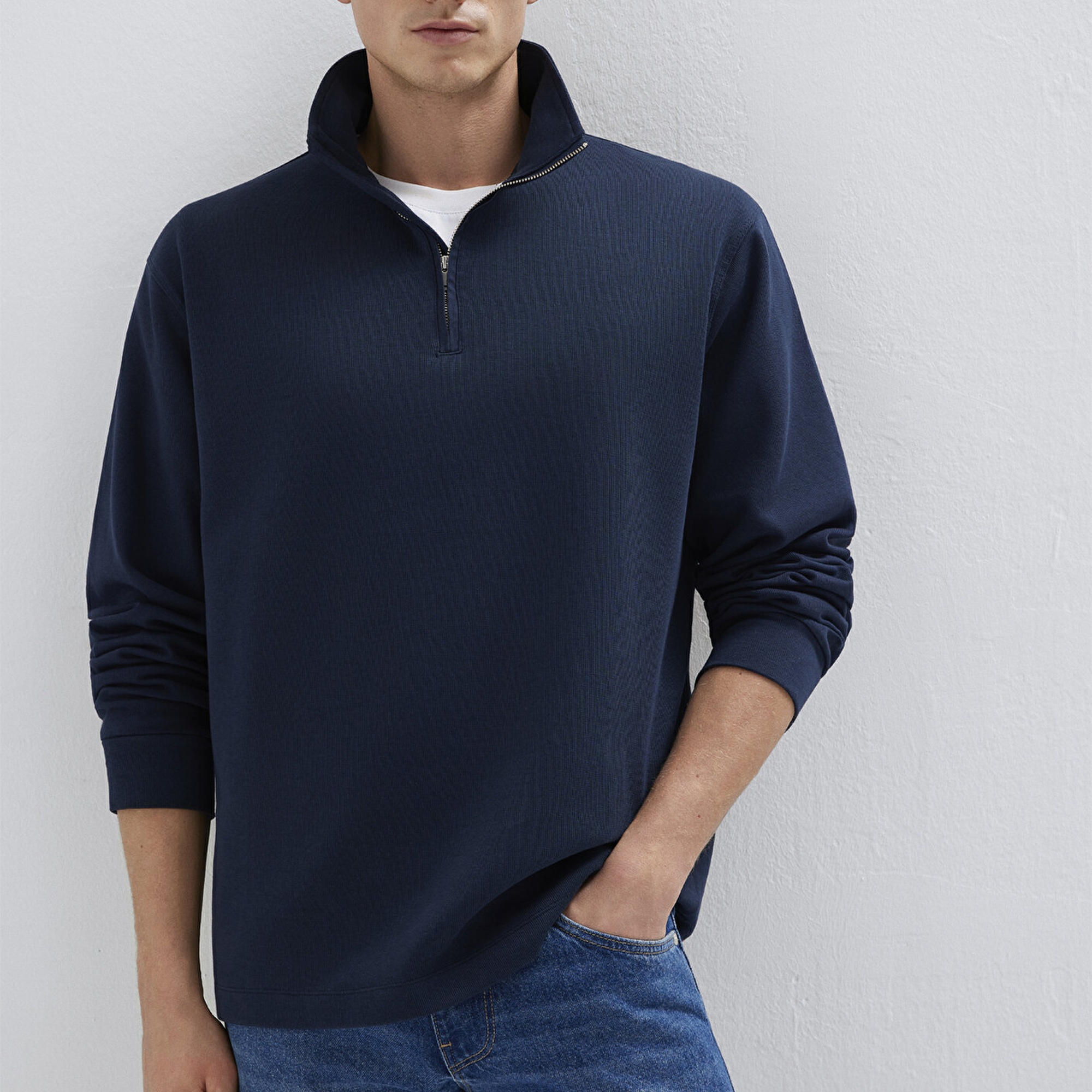 Mavi Yarı Fermuarlı Lacivert Sweatshirt 0S10537-86623