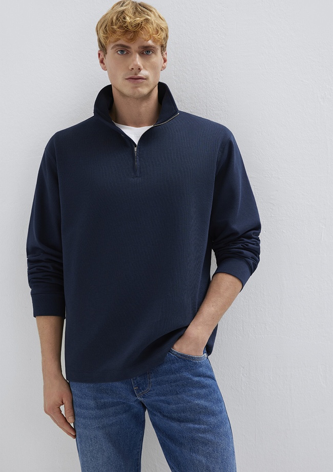  Mavi Yarı Fermuarlı Lacivert Sweatshirt 0S10537-86623