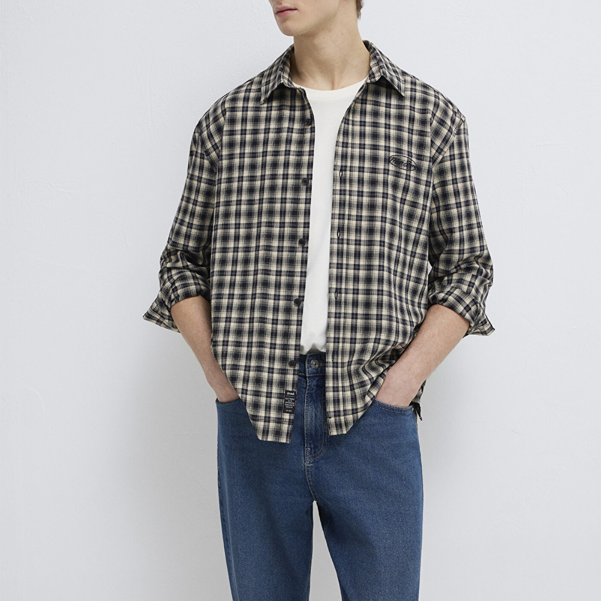 Mavi Siyah Ekose Gömlek Loose Fit / Bol Rahat Kesim 0211880-91417