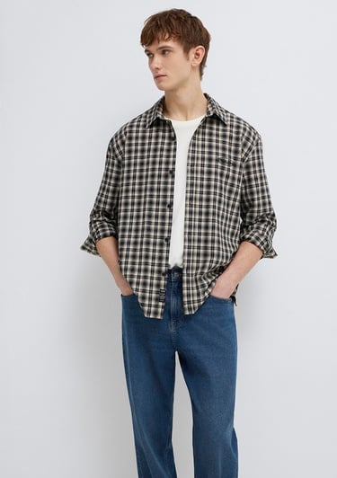  Mavi Siyah Ekose Gömlek Loose Fit / Bol Rahat Kesim 0211880-91417