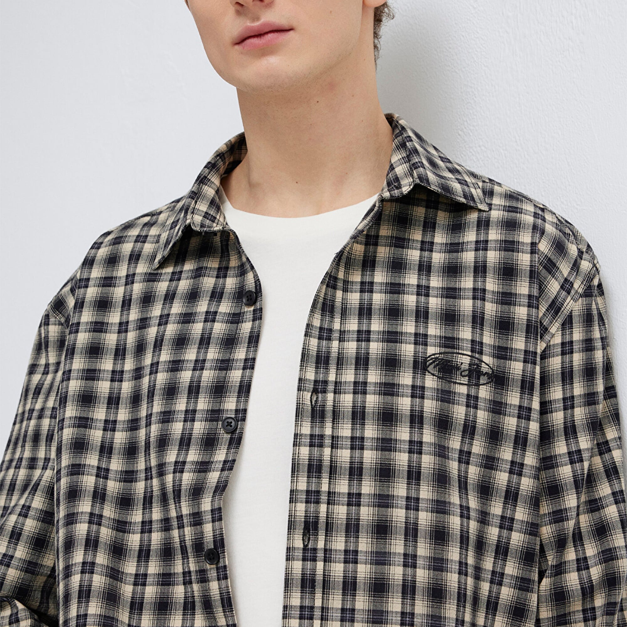 Mavi Siyah Ekose Gömlek Loose Fit / Bol Rahat Kesim 0211880-91417