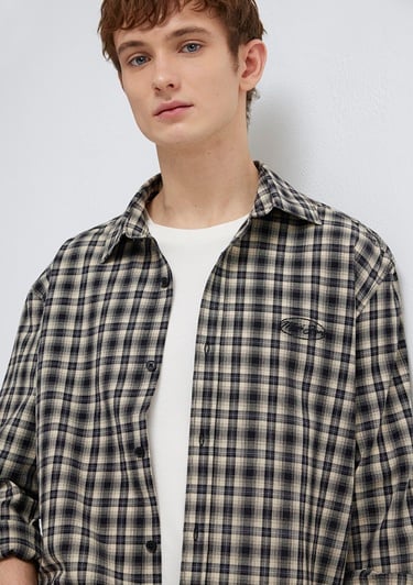  Mavi Siyah Ekose Gömlek Loose Fit / Bol Rahat Kesim 0211880-91417