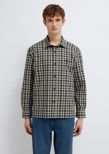  Mavi Siyah Ekose Gömlek Loose Fit / Bol Rahat Kesim 0211880-91417