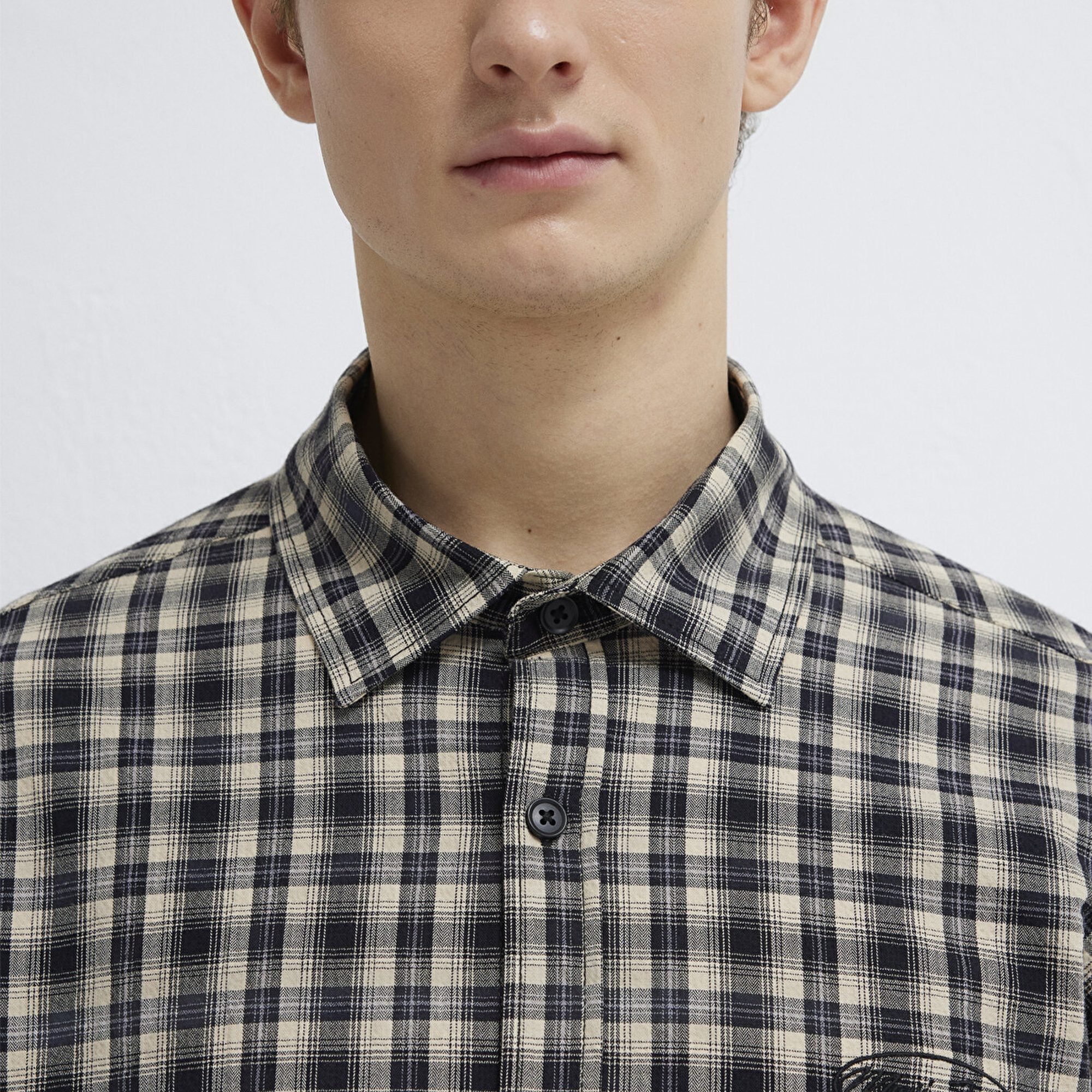 Mavi Siyah Ekose Gömlek Loose Fit / Bol Rahat Kesim 0211880-91417