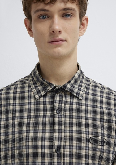  Mavi Siyah Ekose Gömlek Loose Fit / Bol Rahat Kesim 0211880-91417