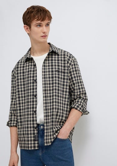  Mavi Siyah Ekose Gömlek Loose Fit / Bol Rahat Kesim 0211880-91417