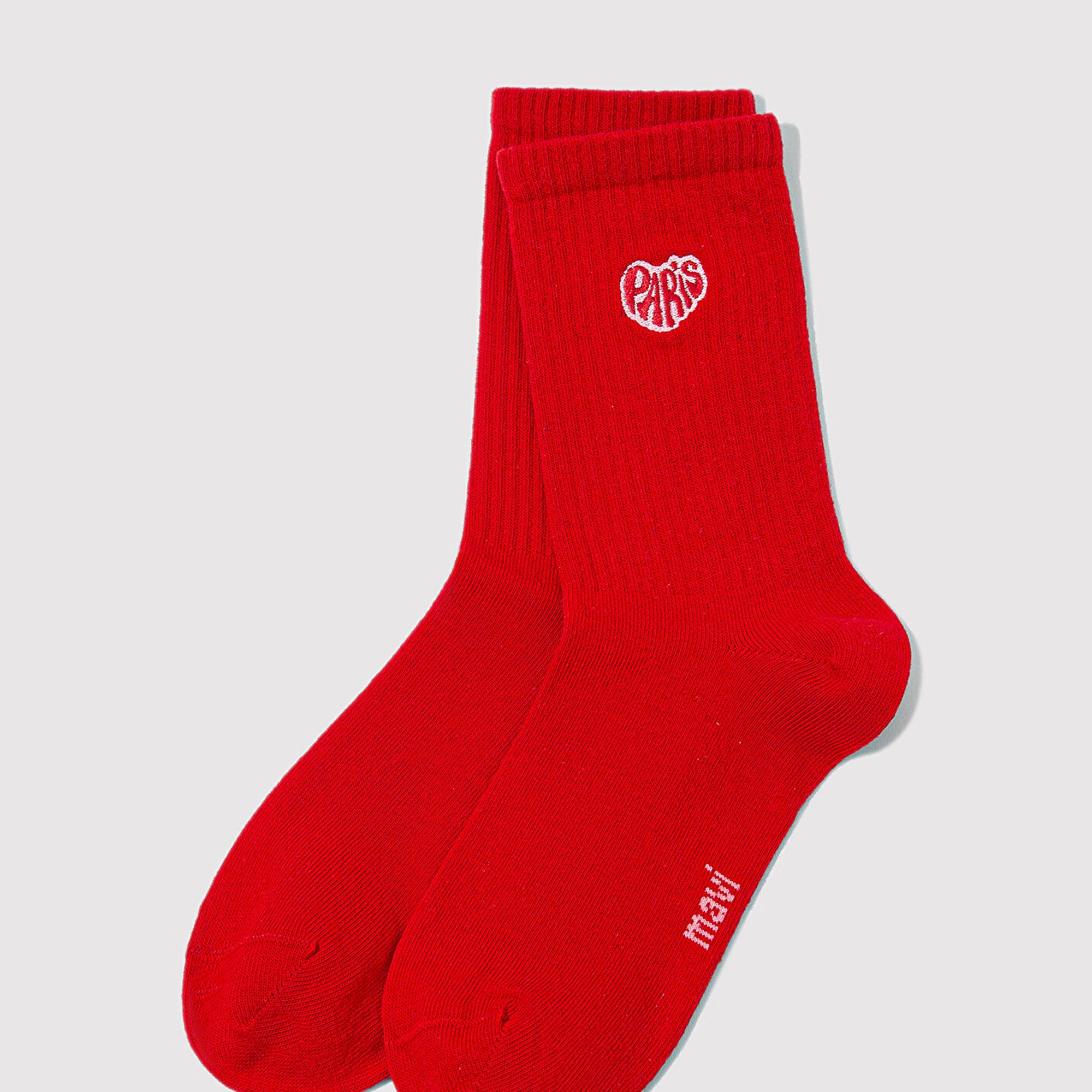 Mavi Paris Nakışlı Kırmızı Soket Çorap 1913789-30648