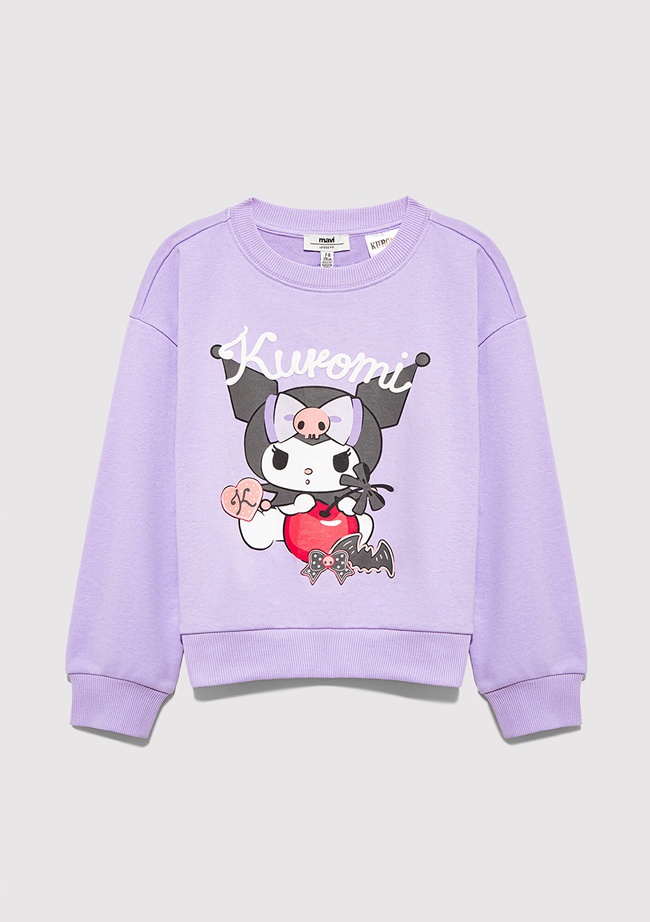 Mavi Kuromi Baskılı Mor Sweatshirt 7S10183-70519