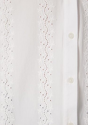  Mavi Nakış Detaylı Ekru Gömlek  1211380-70057