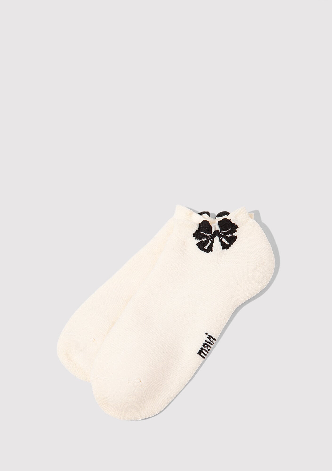 Mavi Fiyonk Detaylı Ekru Patik Çorap 1913779-20814