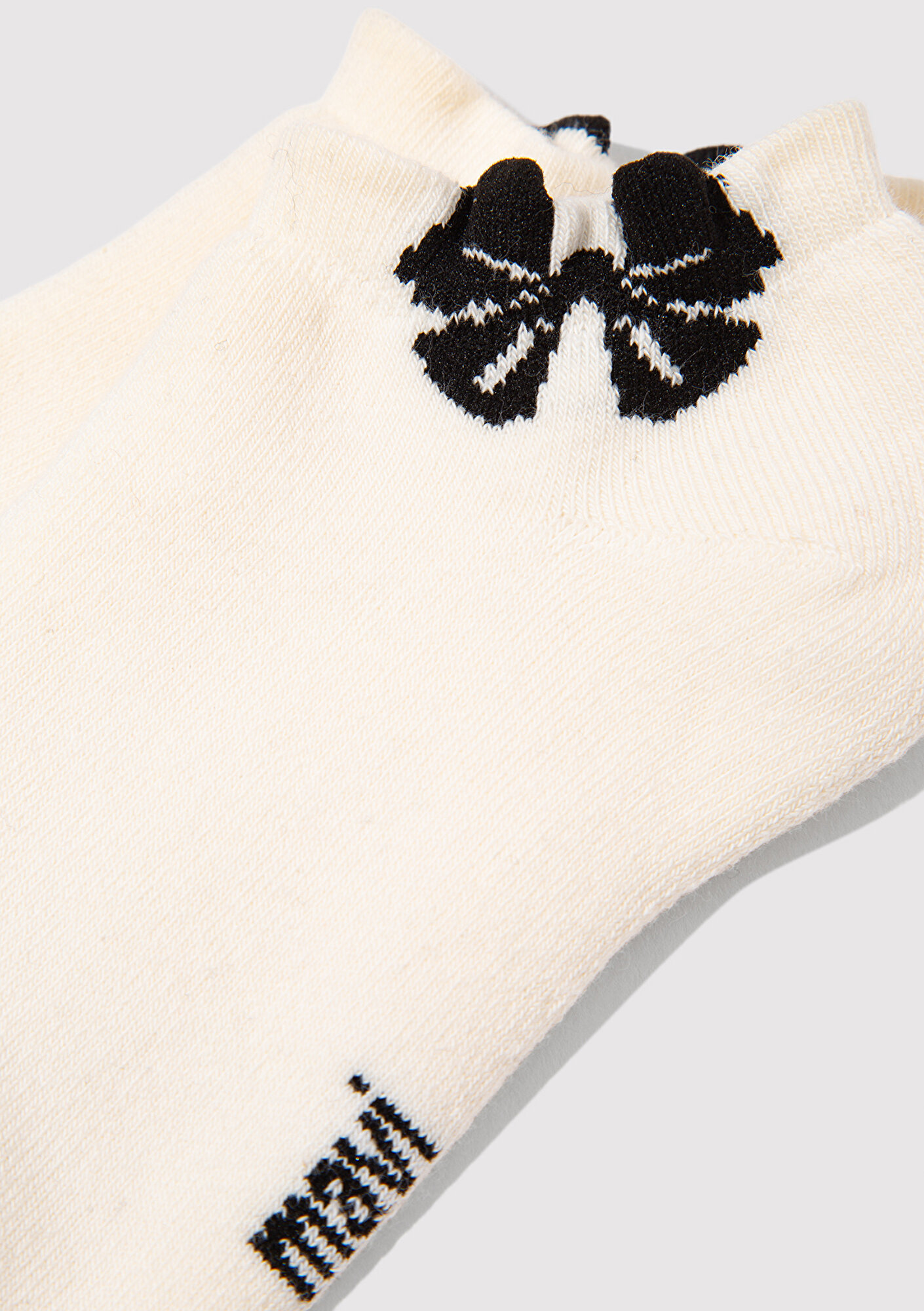 Mavi Fiyonk Detaylı Ekru Patik Çorap 1913779-20814