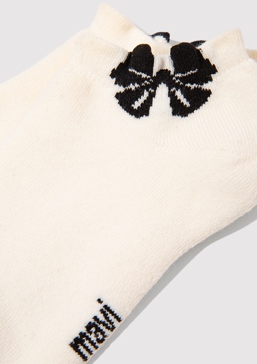  Mavi Fiyonk Detaylı Ekru Patik Çorap 1913779-20814