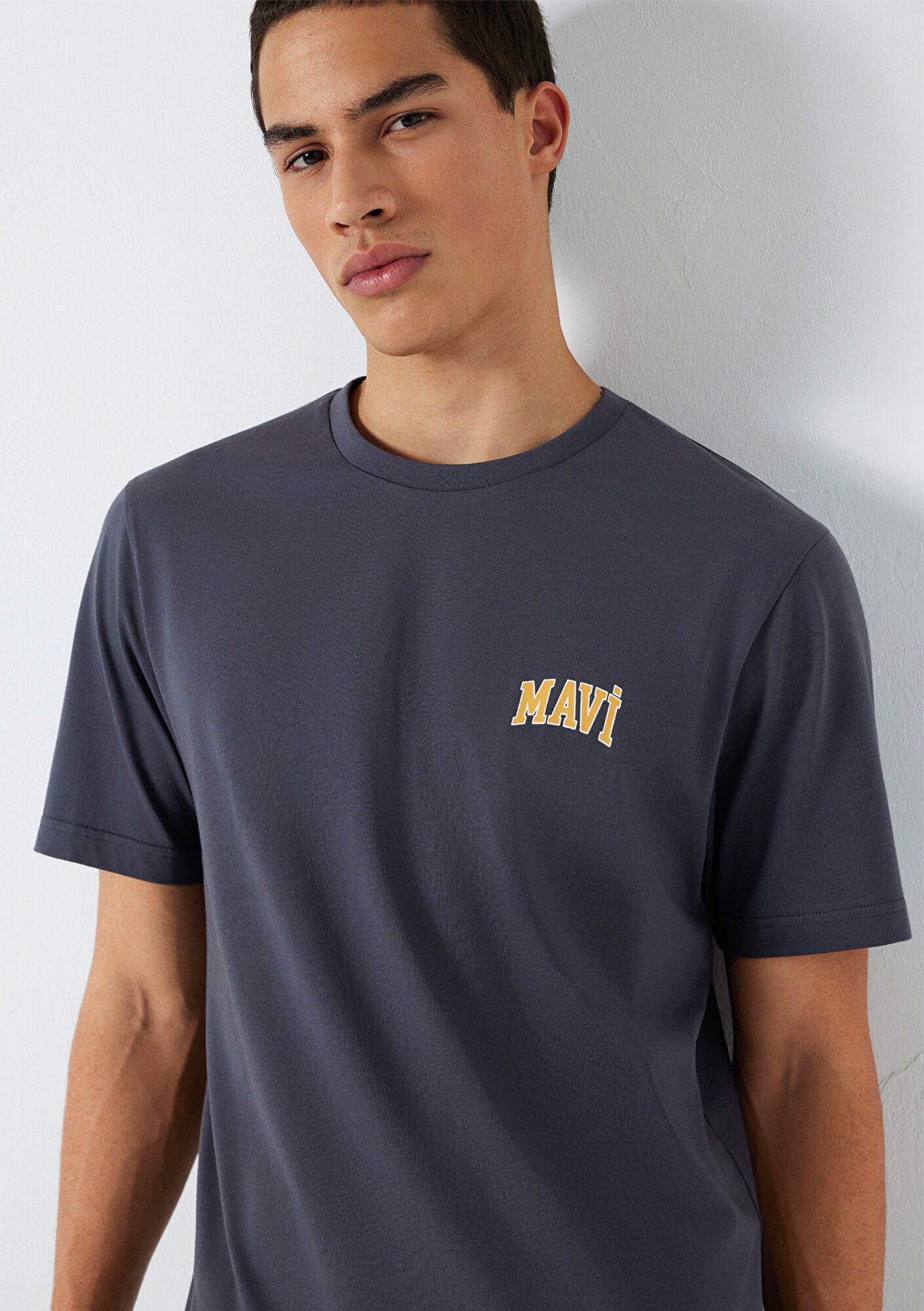 Mavi Mavi Logo Baskılı Gri Tişört Regular Fit / Normal Kesim 0611714-70101