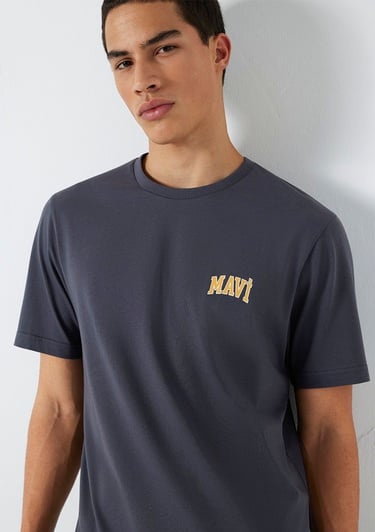  Mavi Mavi Logo Baskılı Gri Tişört Regular Fit / Normal Kesim 0611714-70101