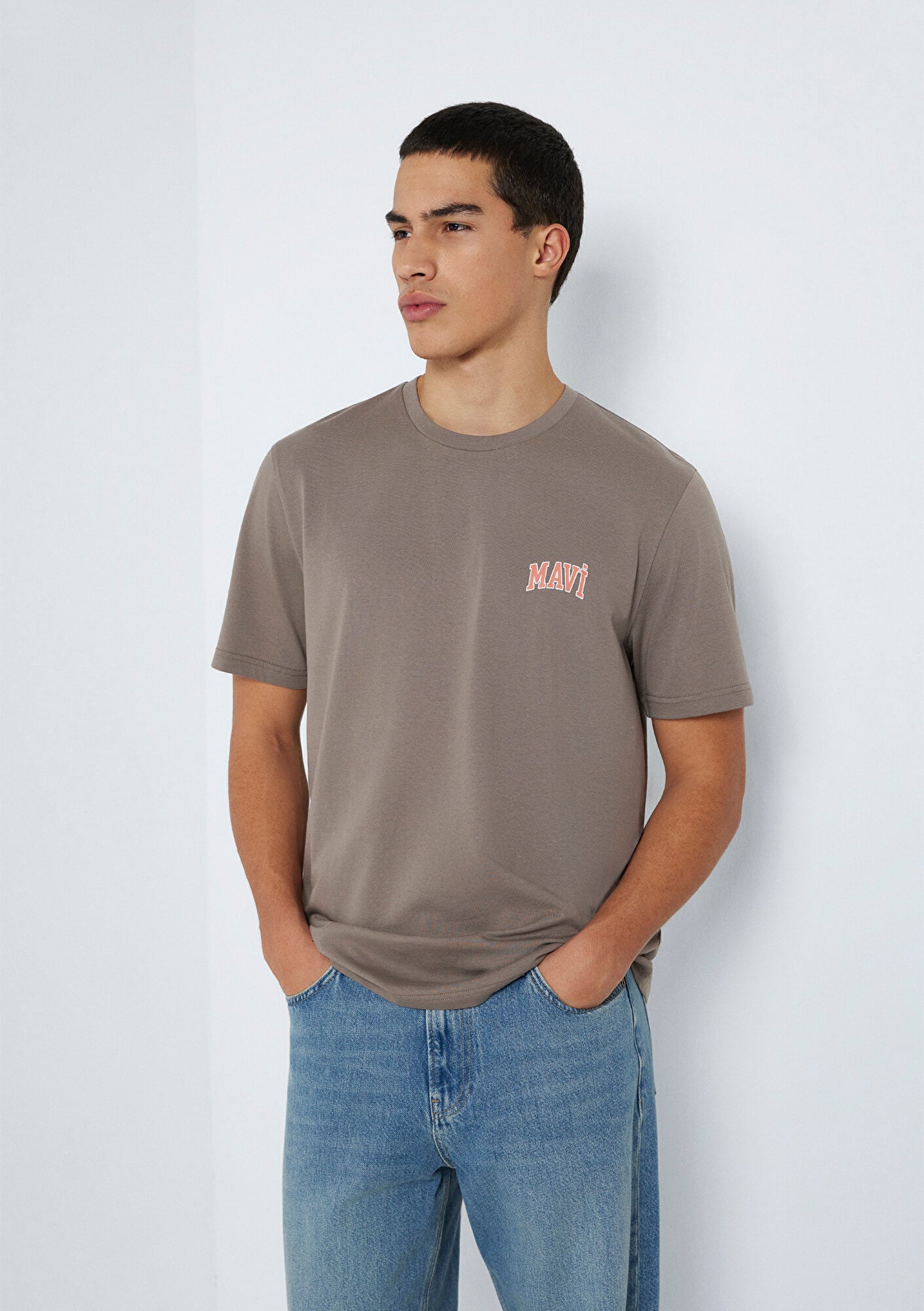 Mavi Mavi Logo Baskılı Kahverengi Tişört Regular Fit / Normal Kesim 0611714-87875