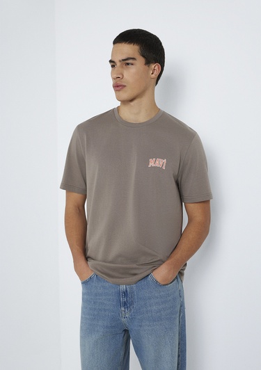  Mavi Mavi Logo Baskılı Kahverengi Tişört Regular Fit / Normal Kesim 0611714-87875