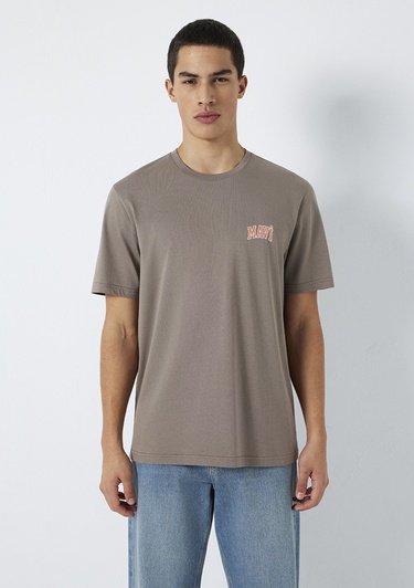  Mavi Mavi Logo Baskılı Kahverengi Tişört Regular Fit / Normal Kesim 0611714-87875