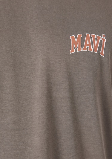  Mavi Mavi Logo Baskılı Kahverengi Tişört Regular Fit / Normal Kesim 0611714-87875