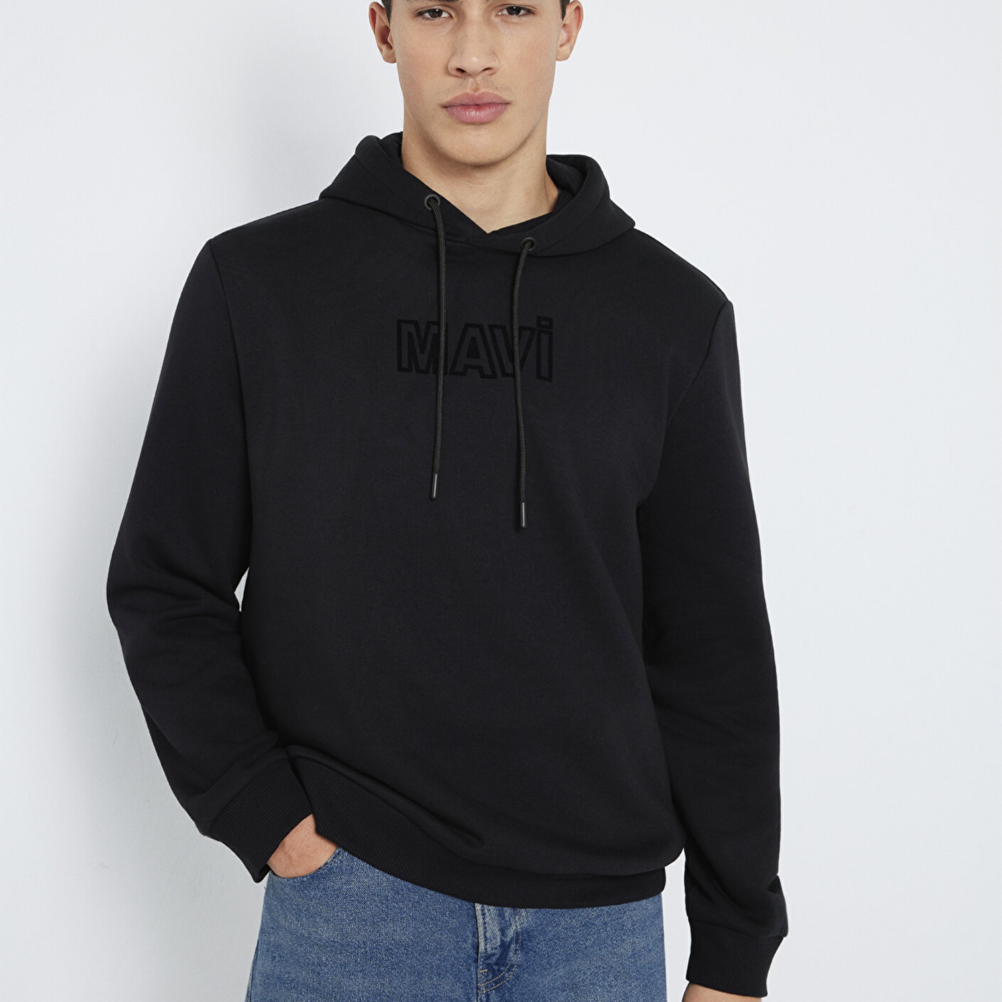 Mavi Mavi Baskılı Kapüşonlu Siyah Sweatshirt 0S10549-900