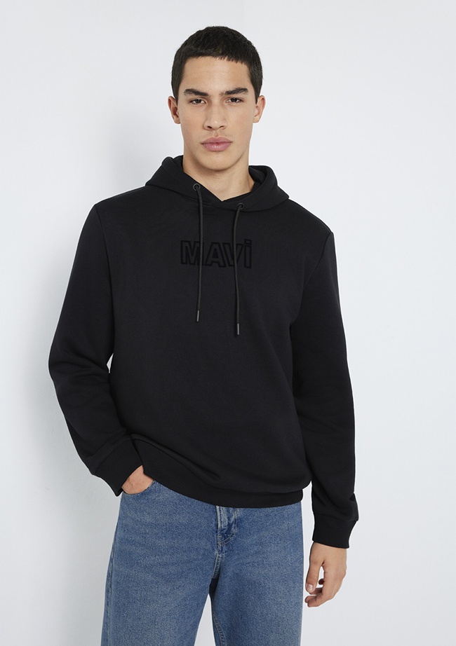  Mavi Mavi Baskılı Kapüşonlu Siyah Sweatshirt 0S10549-900