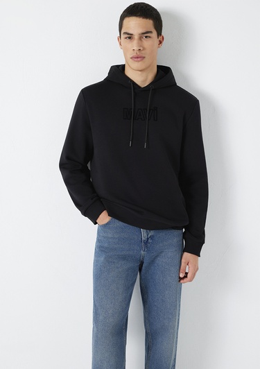  Mavi Mavi Baskılı Kapüşonlu Siyah Sweatshirt 0S10549-900