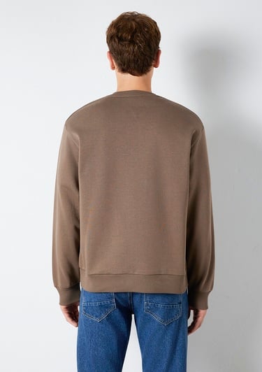  Mavi Bisiklet Yaka Kahverengi Basic Sweatshirt 0S10276-87875