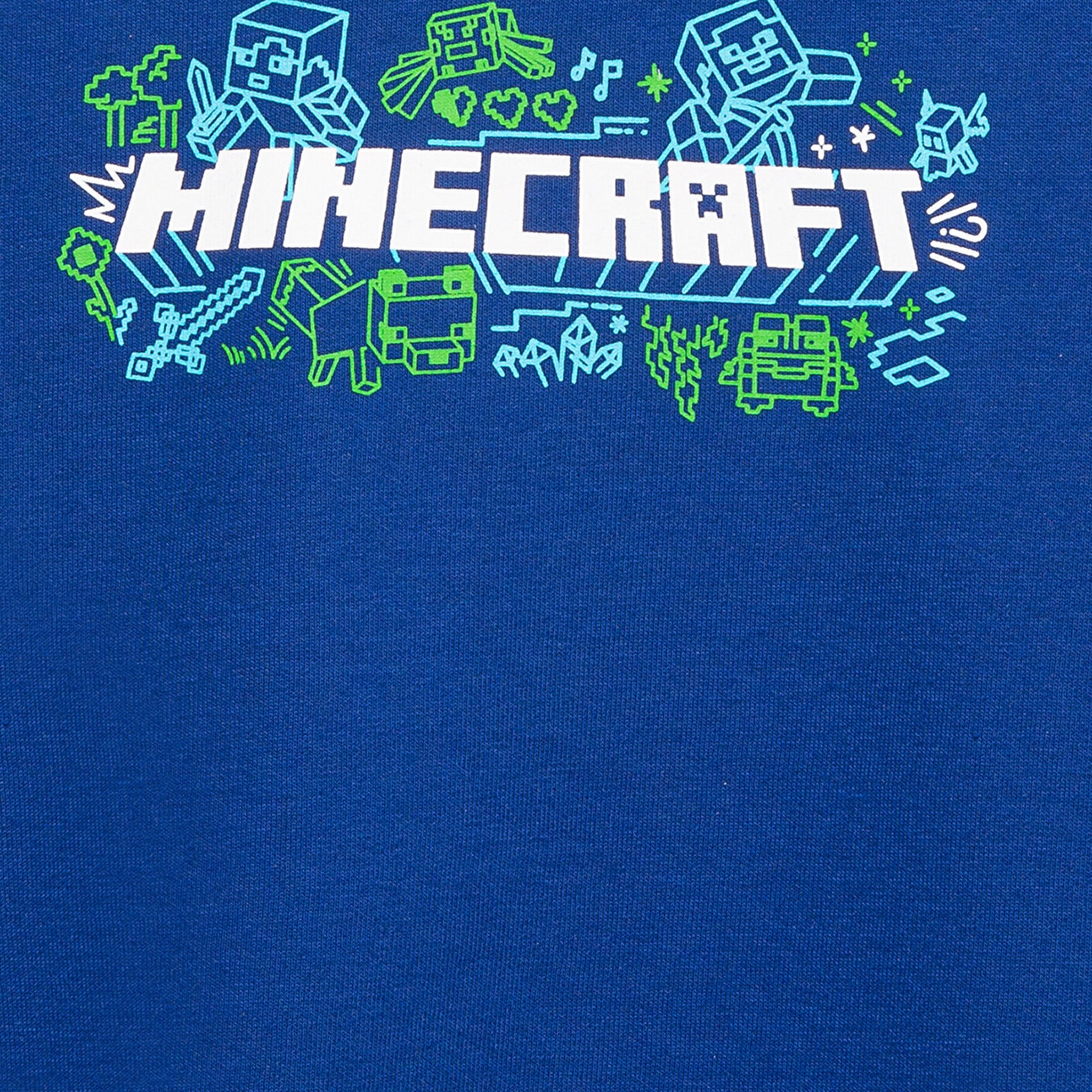 Mavi Minecraft Baskılı Kapüşonlu Mavi Sweatshirt. 6S10180-70907