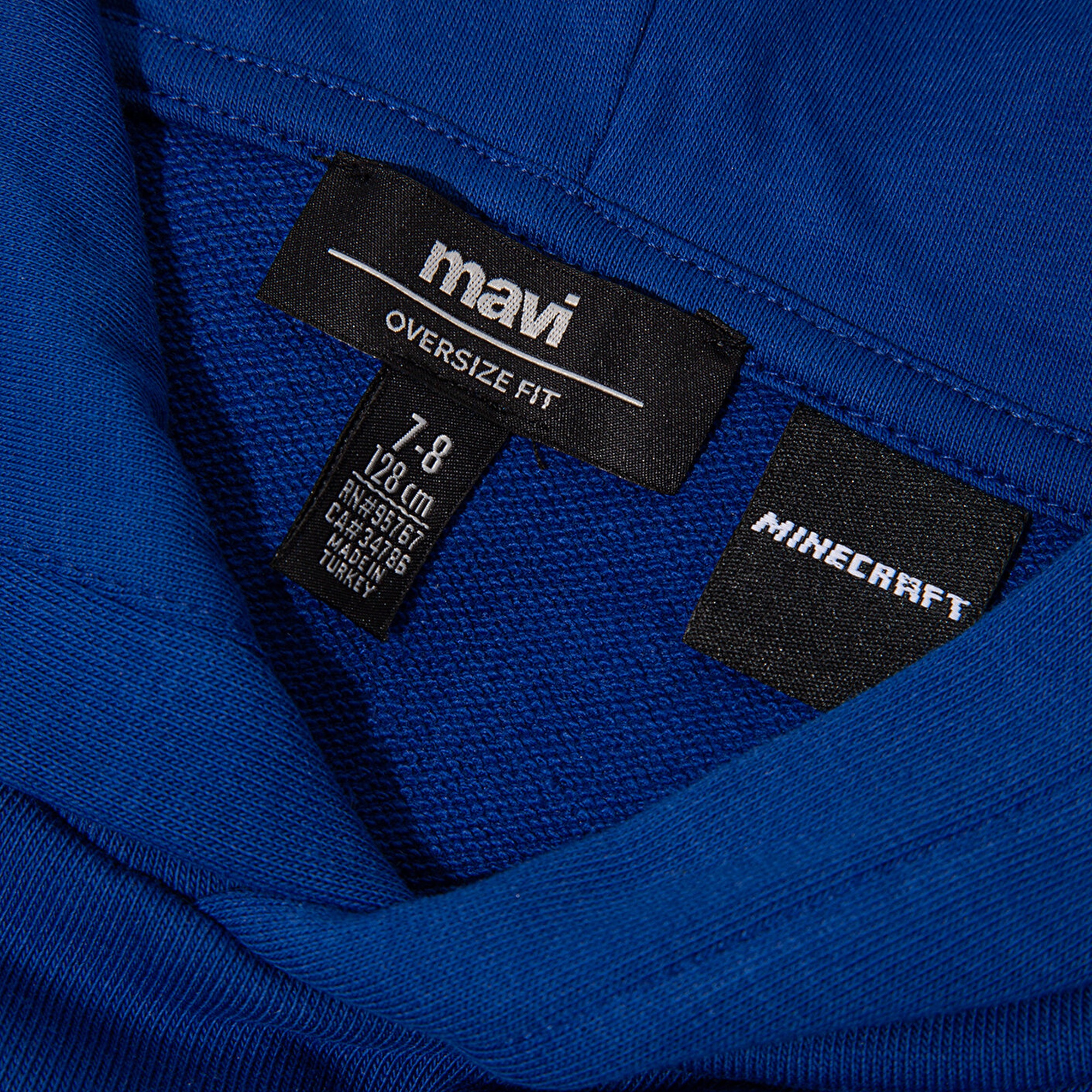 Mavi Minecraft Baskılı Kapüşonlu Mavi Sweatshirt. 6S10180-70907