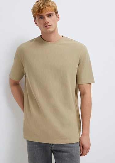  Mavi Bej Basic Tişört Loose Fit / Bol Rahat Kesim 0613153-70204