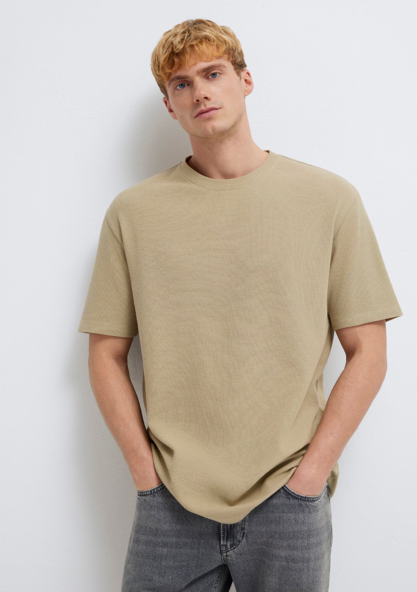 Mavi Ekru Basic Tişört Loose Fit / Bol Rahat Kesim 0613153-70056