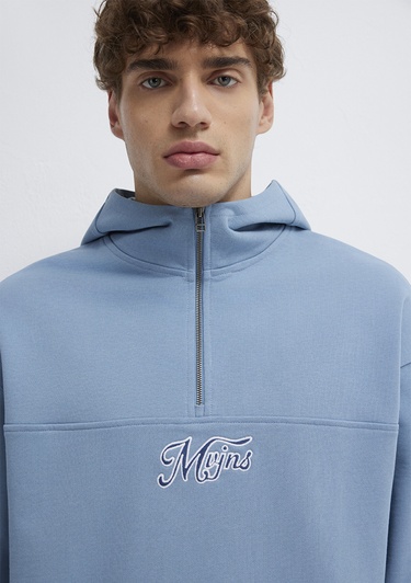  Mavi MVJNS Nakışlı Yarı Fermuarlı Mavi Sweatshirt 0S10543-86998