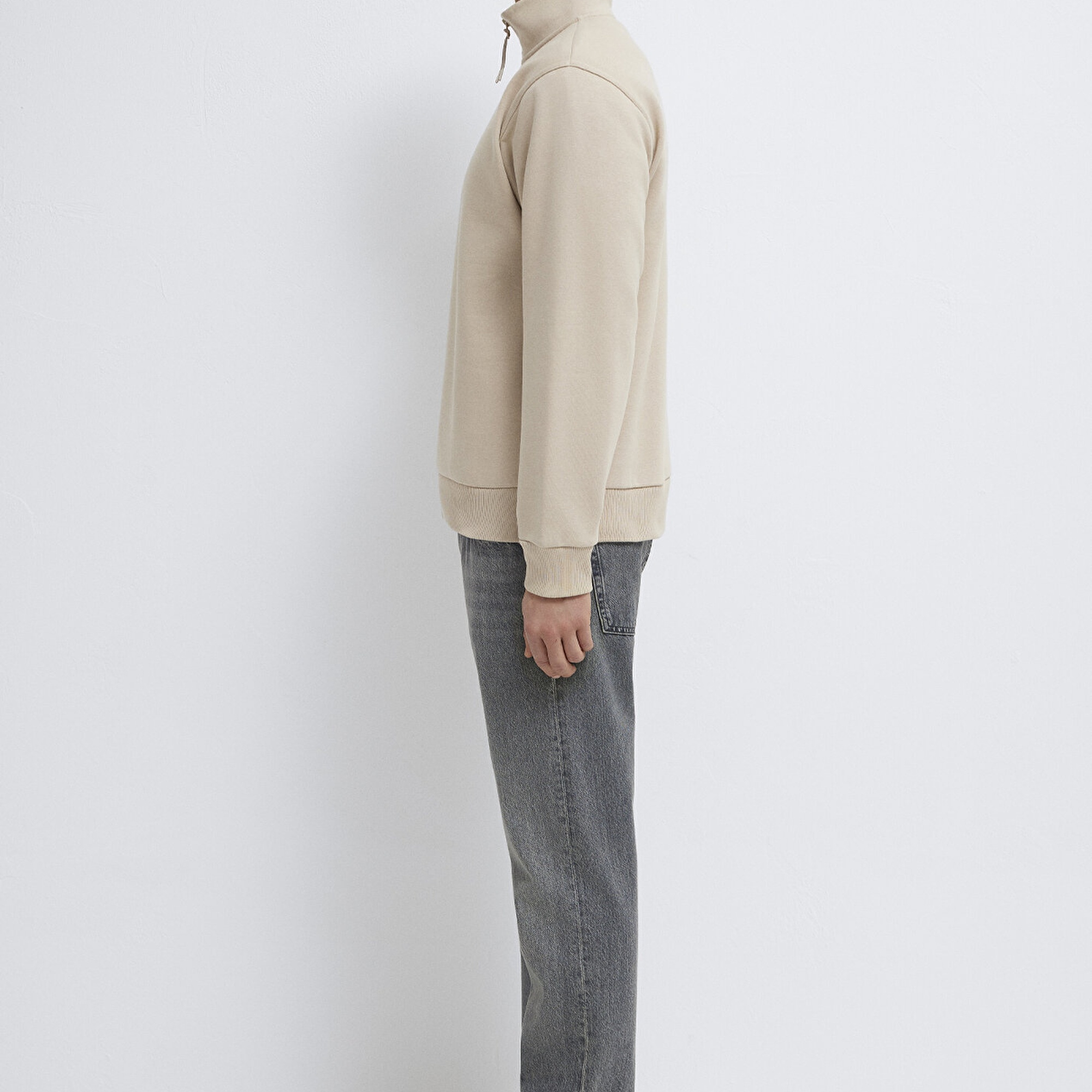 Mavi Yarı Fermuarlı Ekru Sweatshirt 0S10278-70004