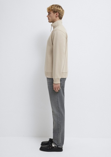  Mavi Yarı Fermuarlı Ekru Sweatshirt 0S10278-70004