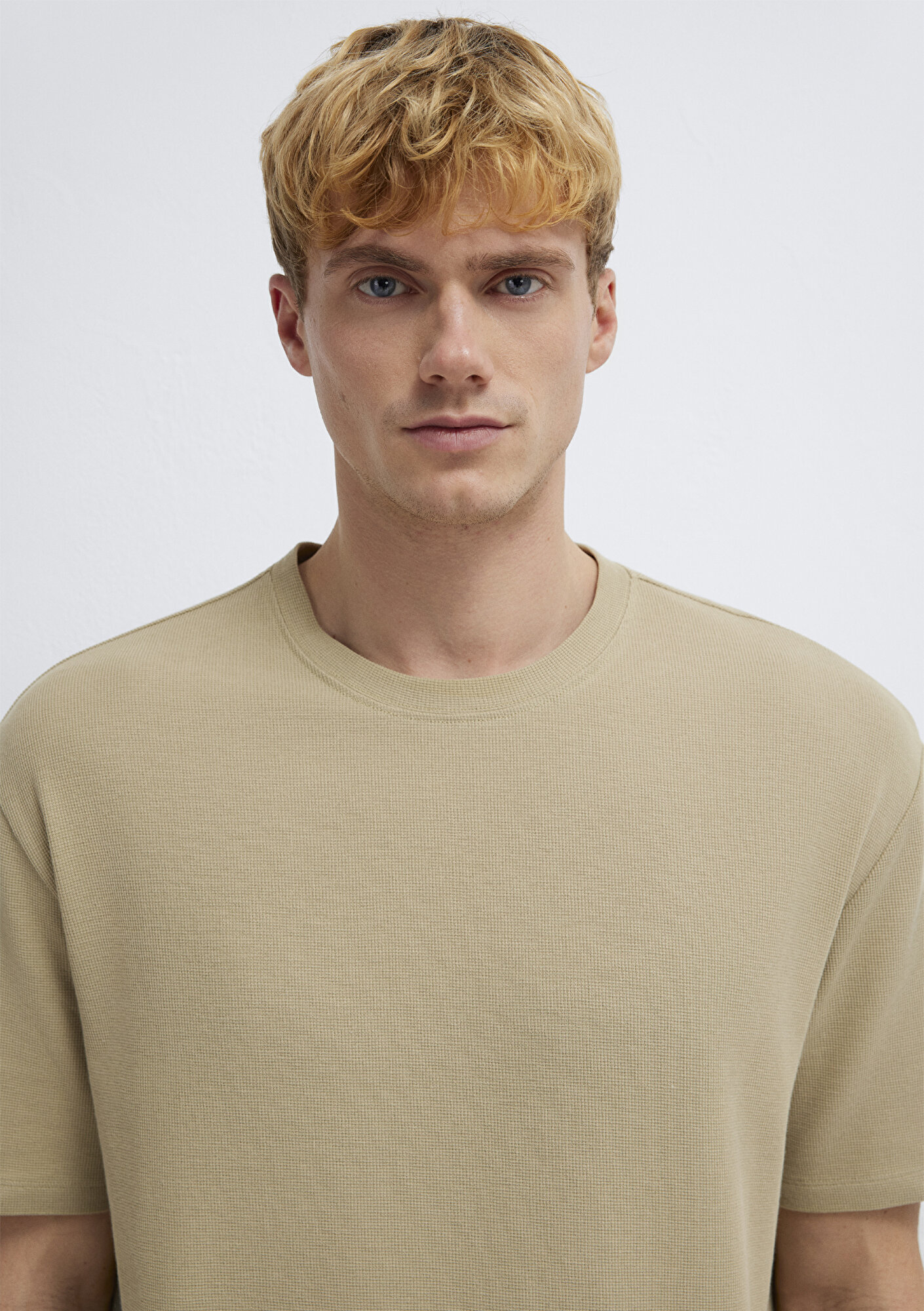 Mavi Bej Basic Tişört Loose Fit / Bol Rahat Kesim 0613153-70204