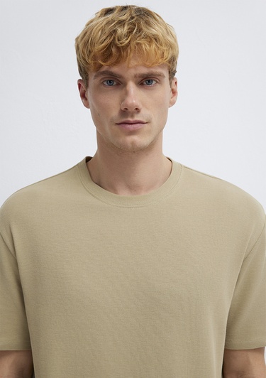  Mavi Bej Basic Tişört Loose Fit / Bol Rahat Kesim 0613153-70204