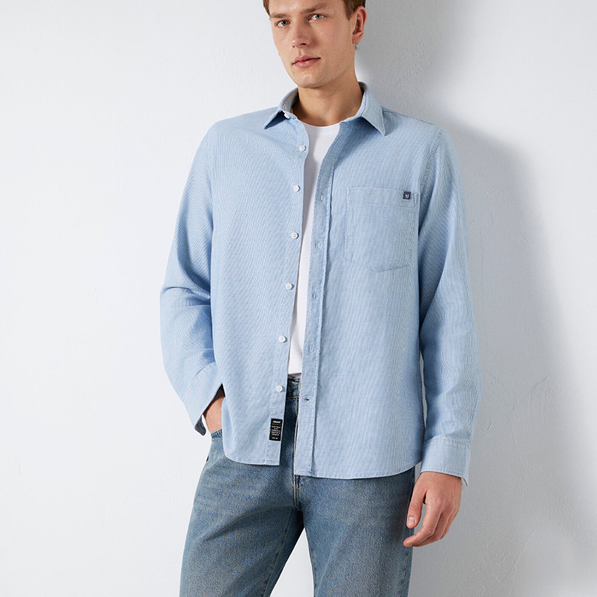 Mavi Çizgili Mavi Cepli Gömlek  0211852-91407