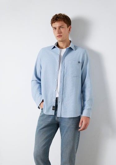  Mavi Çizgili Mavi Cepli Gömlek  0211852-91407