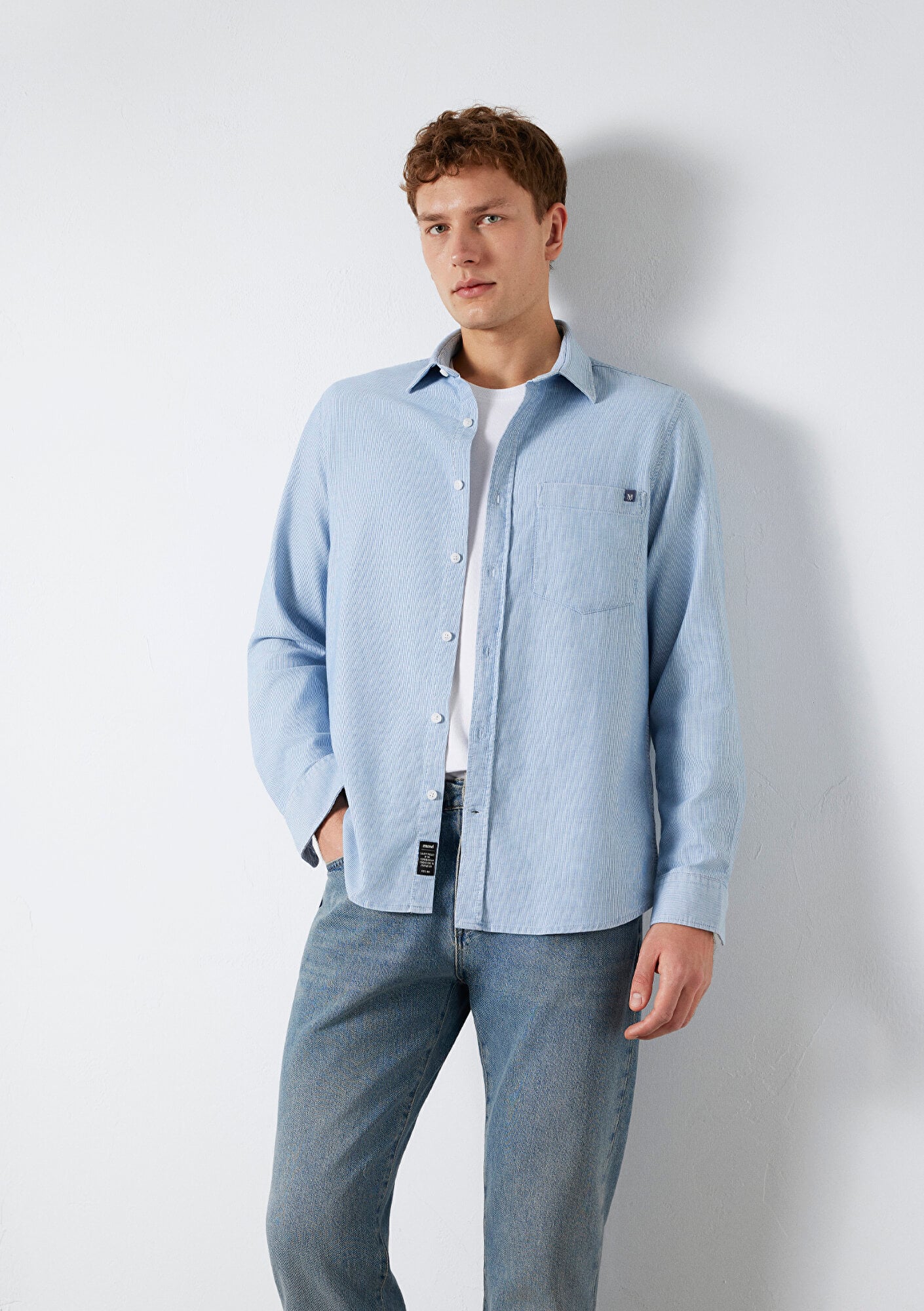  Mavi Çizgili Mavi Cepli Gömlek  0211852-91407