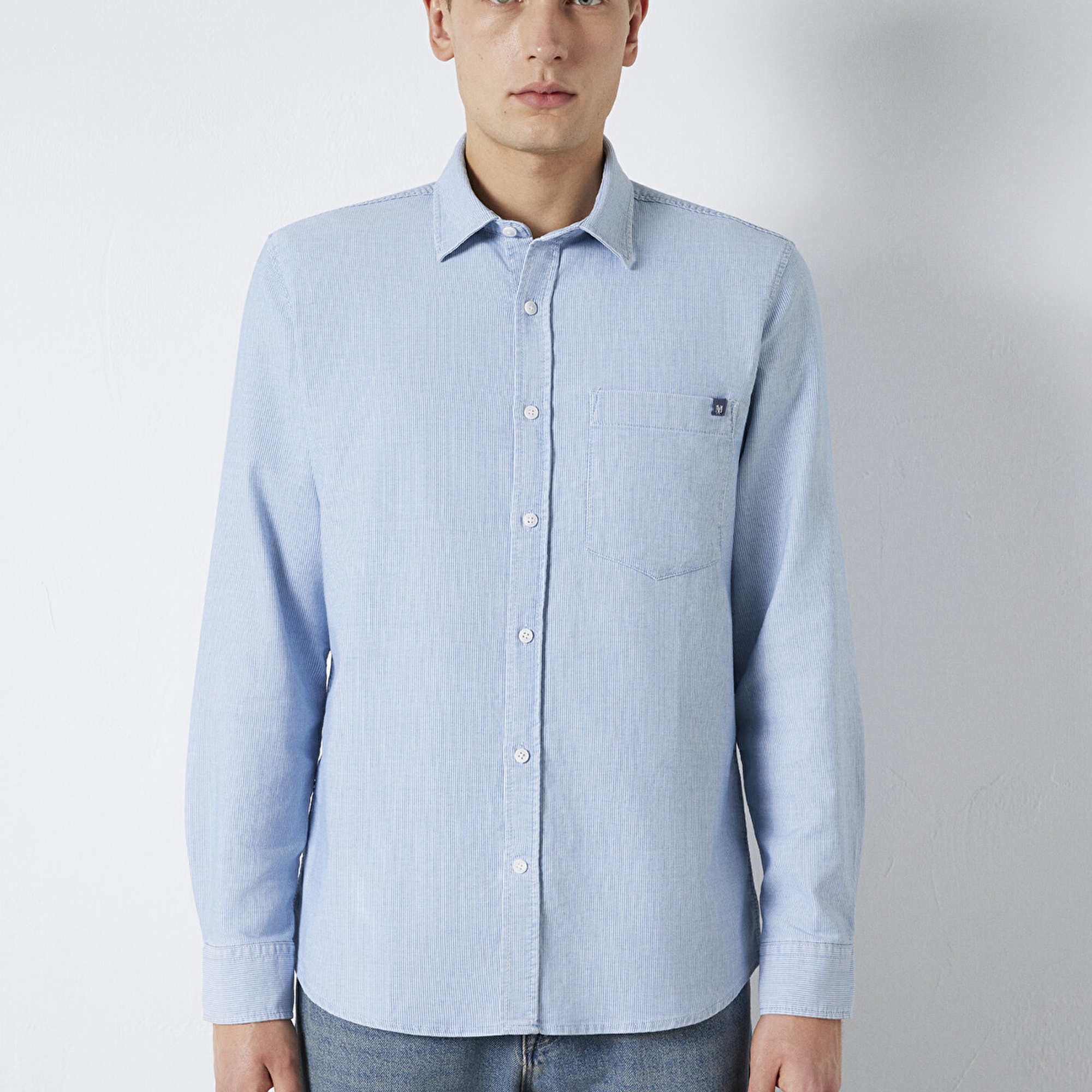 Mavi Çizgili Mavi Cepli Gömlek  0211852-91407