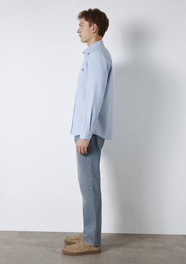  Mavi Çizgili Mavi Cepli Gömlek  0211852-91407