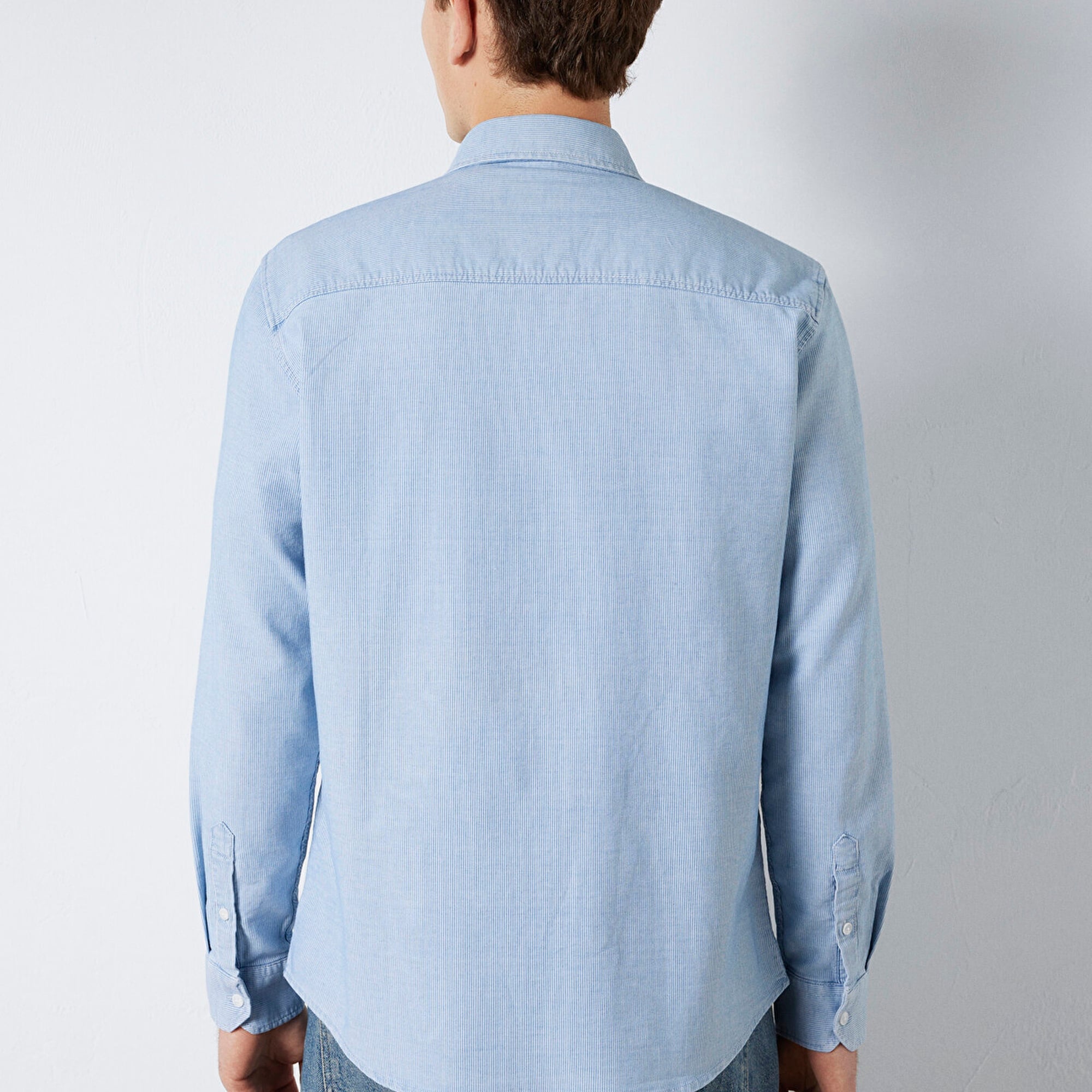 Mavi Çizgili Mavi Cepli Gömlek  0211852-91407