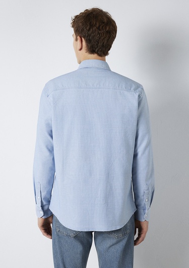  Mavi Çizgili Mavi Cepli Gömlek  0211852-91407