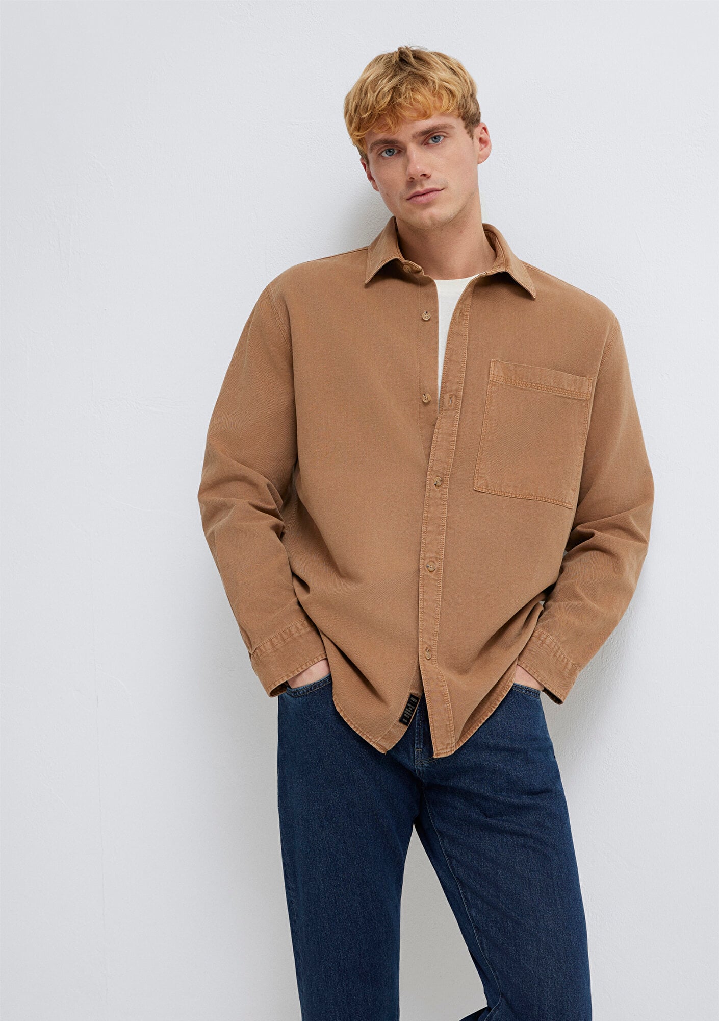  Mavi Cepli Kahverengi Gömlek  0211827-88616