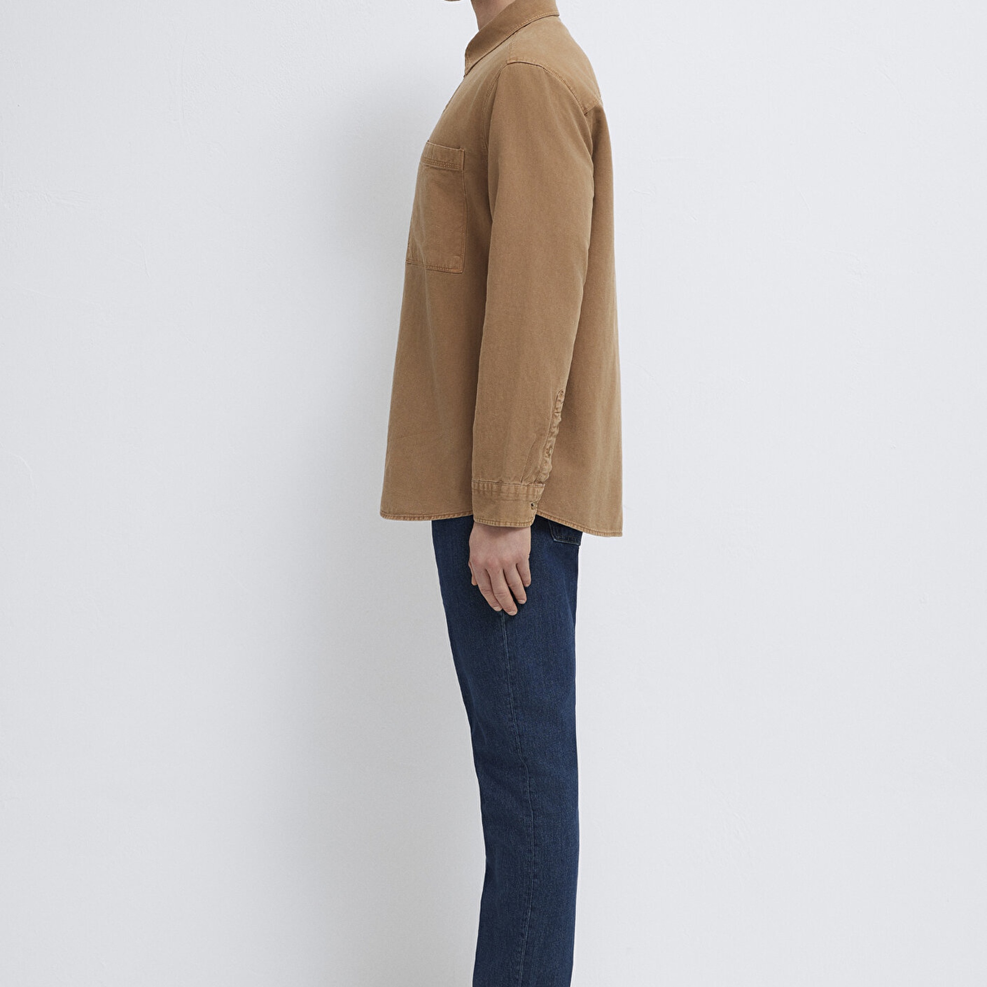 Mavi Cepli Kahverengi Gömlek  0211827-88616